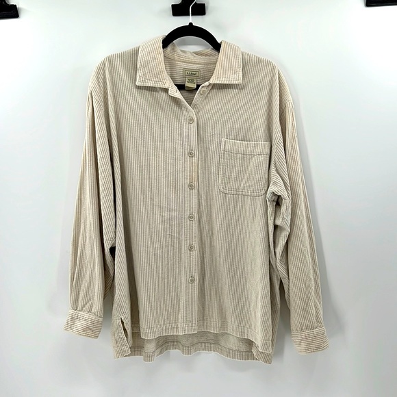 L.L. Bean Tops - LL Bean Corduroy Button Down Shirt - Cream - XL